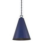 Pendant light hanging straight down with clear view of interlocking circle chain and shade