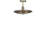 Side view of flush mount fixture option, highlighting low profile metal shade and diffuser
