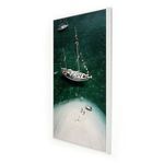 Side perspective showcasing the depth of the white maple frame around the Charter Ketch sailboat photograph.