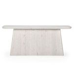 Orlando Console Table front view showing symmetrical trapezoidal pedestal and grain in white oak finish