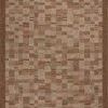 Merrick Chestnut Fiesta Rug with a geometric woven pattern in warm rust and tan hues and a solid rust border