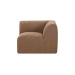 Front view highlighting low backrest and plush seat cushion in mocha brown