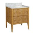 Side view with top and bottom drawers slightly extended to show interior space