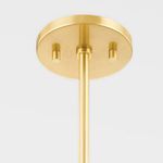 top view of brass ceiling mount and stem attachment for pendant light