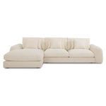 Front-facing Berga sectional with cushions in off-white fabric set against white background