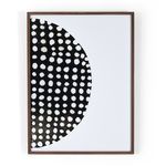 Left panel of diptych displayed upright with half circle of white dots on black background