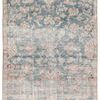 Bardia area rug in dark teal and rosy rust with an antiqued Oushak and meandering border design
