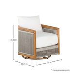 Front side view with chair dimensions in inches displayed around
