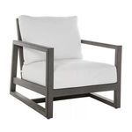 Avondale N-dura Lounge outdoor accent chair with dark wood frame and white cushions