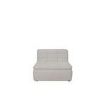 Lino slipper chair in light beige fabric with grid-like channel stitching and plush cushioned seat