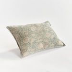 Pascaline Pillow shown at a slight angle highlighting its puffed shape and striped piping
