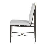 Side view of Roma side chair showcasing seat support slats and cushion profile