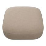 Top-down view of Marion Square Ottoman displaying square shape and detailed piping on beige fabric