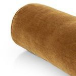 Angle showing side of bolster pillow with wool velvet texture