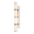Brenham Nickel Wall Sconce featuring three alabaster cylindrical shades with nickel bands on a rectangular nickel backplate