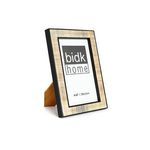 Resin Horn Picture Frame angled to show black side profile and rear stand support
