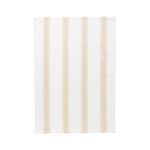 Flat lay showing full rectangular shape with vertical herringbone stripes in vanilla on white cotton towel