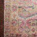 Edge close-up of vintage style border detailing and subtle color variations on Layla Pink Lagoon Rug