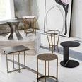 Adair side table showcased with various modern end tables in an industrial-style display