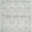 Charcoal machine woven rug with intricate vintage floral motifs in subtle grey and off-white tones
