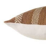 Close-up side angle revealing woven texture and fabric transition from striped front to solid back