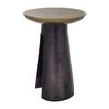 Three-quarters angle emphasizing smooth gold finish of top and textured base