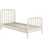 Jennifer Twin Bed frame without mattress showing wooden slats and antique white finish