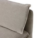 Stitching detail of flanged seam on linen slipcover fabric