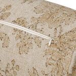 Close-up of light beige fabric showing detailed damask pattern on April Bolster Pillow