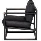 Side view emphasizing deep seat cushion and linear wood frame with brass accent details