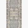 Long narrow runner version of Mika Grey / Blue Rug showing two large medallions and matching border