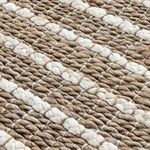 Close-up of thick braided jute and white fibers showing detailed texture and weave pattern