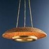 Oaklyn Pendant side view showing glowing inner rope shade and gold leaf light diffuser ring