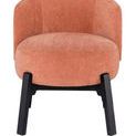 Front view showing full rounded back and cushion of Adelaide Dining Chair with black wooden base