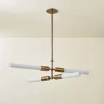 Darby Chandelier shown from slightly different angle with warm room background and ceiling mount visible
