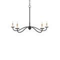 Saxon chandelier hanging with extended chain and rod in Zanzibar black finish