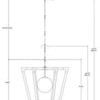 Technical drawing with pendant dimensions and adjustable chain length specifications