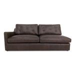 Thurlow left arm facing sofa in espresso brown top-grain leather with tufted back cushions and sloped arm