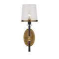 Lyndall Wall Sconce front view with bulb illuminated inside clear tapered glass shade