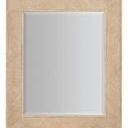 Rectangular beveled mirror with sand-colored reeded resin frame showing carved diagonal grain pattern