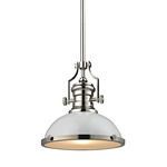Product Image 1 for Chadwick 1 Light Pendant In Gloss White/Polished Nickel from Elk Lighting