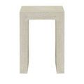 Straight-on front view emphasizing the open rectangular gap and clean lines of Carson accent table