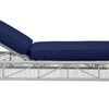 Profile view of Miami Adjustable Chaise showing side angle of silver-grey rope frame and navy-blue cushions