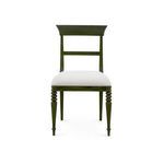 Lawrence Side Chair front view showing symmetrical carved legs and straight crossbar on backrest.