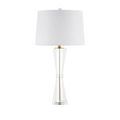 Duveen Table Lamp with narrower optic crystal base and white drum shade variant shown front view