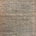 Traditional Heritage Blue and Rust Rug with vintage-inspired motifs and a variable-pile texture in rectangular shape