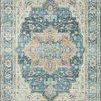 Traditional Skye Ocean Multi Rug with blue, cream, coral, and yellow intricate floral medallion pattern