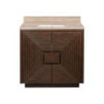 Front view of vanity with closed cabinet doors showing symmetrical geometric square pattern