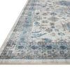 Close-up angled view showing textured power-loomed fabric and detailed border of rug