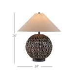 Casimer Black Table Lamp with dimensions overlay showing 26 inches height and 24 inches width